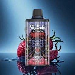 Vapsolo Super 15000 Puffs Drago di Ghiaccio Nero Fragola con 40ml Liquido e 850mah Mesh